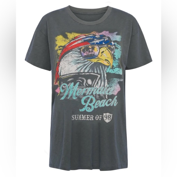 EUC Spell & the Gypsy Collective Charcoal Eagle Island Organic Biker Tee - Picture 7 of 16